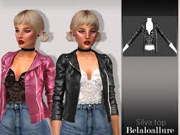 Biker Leather Jacket With Lace Top For Your Sims Enjoy Found In Tsr Category Sims 4 Female Everyday Sims 4 Clothing Sims 4 Mods Clothes Sims 4