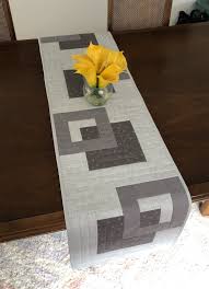 Modern Quilted Tablerunner Grey Wallhanging Reversible Tablerunner Modern Table Decor Modern Gray Ta Modern Table Decor Quilted Table Runners Table Runners