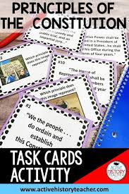 Principles Of The Constitution Task Cards In 2020 Constitution Activities Task Cards Social Studies Middle School