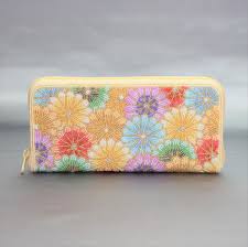 ビーズ刺繡 長財布（＃145 多色菊） - 柏ビーズ