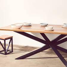 We Love Our Custom American Oak Table With Crazy Legs Stool Table Dining Table Steel Tabl Steel Table Legs Bespoke Dining Table Hairpin Leg Dining Table