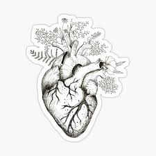 Heart shaped pattern with flowers, leaves and curles. Floral Heart Stickers Redbubble
