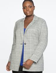 Black Blazer For Women Plus Size Long One Button Plaid Blazer Women S Plus Size Coats Jackets White Blazer Women Womens Plaid Blazer Plus Size Blazer