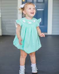 Sheep Smocked Mint Green Girl Bubble Adorable Bubble For Easter Spring Or Summer In Mint Greet Wi Smocked Baby Clothes Southern Baby Clothes Toddler Fashion