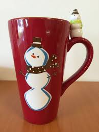 Target Holiday 08 Be Merry Ceramic Tall Snowman Latte Coffee Cup Mug 16oz Mugs Coffee Mugs Latte Mugs