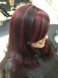 Highlights And Lowlights For Medium Hair Black Hair With Highlights Diy Highlights Hair Black Hair With Red Highlights
