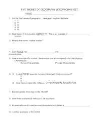 5 Themes Of Geography Worksheets Geography Worksheets Five Themes Of Geography Geography
