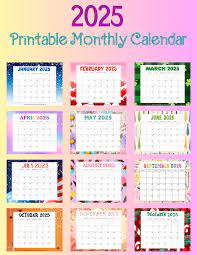 Month By Month Calendar 2025 Printable