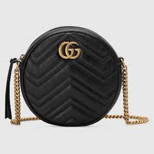 Bag definition, a container or receptacle of leather, plastic, cloth, paper, etc., capable of being closed at the mouth; Black Leather Gg Marmont Mini Round Shoulder Bag Gucci Si
