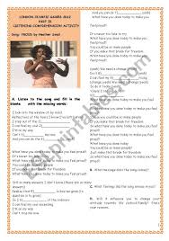 You can say what have you done today? or what did you do today? and both are perfectly fine. Sports London Olympic Games 2012 Part Ii Song Proud By Heather Small With Key Esl Worksheet By Teresapr