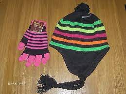 A hat with ear flaps, a funky design and tassles on each side that dappy from n dubz wears, hence the name. Nwt Dappy Hat Multi Coloured Uv Neon Pink Striped Gloves Ebay
