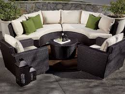 Sunset West Solana Wicker 5 Piece Curved Sectional Set Wicker Com Black Patio Furniture Sectional Patio Furniture Outdoor Living Furniture
