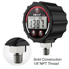 Elitech Pg 30 Red Digital Vacuum High Pressure Gauge For Hvac Refrigerant With Backlight 14 5 800 Psi 1 8 Npt