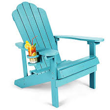 The wood adirondack chairs and plastic adirondack chairs are foldable with roomy seats. Adirondack Chair With Cup Holder Snan Adirondack Chair For Patio Lawn Garden Poly Lumber Fade Resistant Weatherproof All Weather Wood Like Processing And Sturdy Outdoor Chair Turquoise Pricepulse