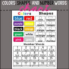 Colors Shapes And Number Words Chart