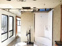 Repairing a water damaged ceiling involves first fixing the leak. How We Replaced The Ceiling Panel In Our Rv Mountainmodernlife Com