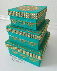 Set Of 3 Henna Gift Boxes Wedding Henna Gift By Shadesofarts Wedding Gift Boxes Jewelry Box Makeover Boxes Wedding Decor