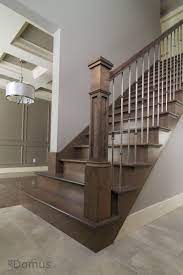 Dark Stained Staircase With Modern Stainless Spindles Stained Staircase House Stairs Staircase Makeover