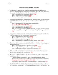 The frequency of two alleles in a gene pool is 0.19 (a) and Hardy Weinberg Practice Problems