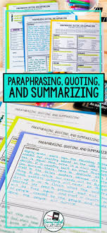 Paraphrasing Quoting And Summarizing Writing Lessons Teaching Summarizing Writing Instruction