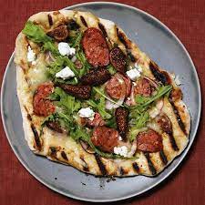 Grilled Sausage And Fig Pizza With Goat Cheese Recipe Epicurious Com Fig Pizza Grilled Sausage Goat Cheese Recipes