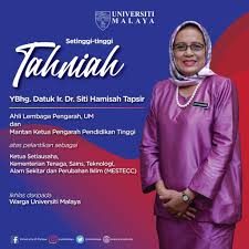 Ketua pengarah pendidikan tinggi profesor datuk dr husaini omar didakwa melanggar sop perintah kawalan pergerakan (pkp) apabila menyertai majlis hari raya pada hari raya pertama bersama pemimpin dan pelajar di universiti putra malaysia (upm). Universiti Malaya Twitterren Setinggi Tinggi Tahniah Kepada Ybhg Datuk Ir Dr Siti Hamisah Tapsir Ahli Lembaga Pengarah Um Dan Mantan Ketua Pengarah Pendidikan Tinggi Atas Pelantikan Sebagai Ketua Setiausaha Kementerian Tenaga Sains Teknologi