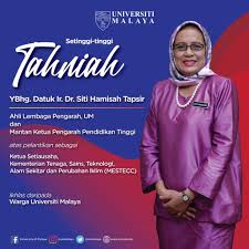 Ucapan selamat datang daripada ketua pengarah jabatan pendidikan politeknik dan kolej komuniti, kementerian pengajian. Universiti Malaya Twitterren Setinggi Tinggi Tahniah Kepada Ybhg Datuk Ir Dr Siti Hamisah Tapsir Ahli Lembaga Pengarah Um Dan Mantan Ketua Pengarah Pendidikan Tinggi Atas Pelantikan Sebagai Ketua Setiausaha Kementerian Tenaga Sains Teknologi