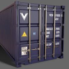 Pbr 40 Ft Shipping Cargo Container Blue Dark 3d Model In 2020 Cargo Container 3d Model Pbr