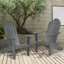 Having an outdoor chair to lounge by the patio and the front porch is all possible with adirondack chairs. Gymax 2pcs Wooden Classic Adirondack Chair Lounge Chair Outdoor Patio Grey Walmart Canada