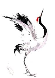 Artwork Japanese Art Black And White Japaneese Crane Crane Dance Cranes Ink Painting Etsy Crane Tattoo Ink Painting Minimalist Painting