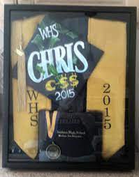 Large Shadow Box I Got At Hobby Lobby To Hold Chris Cap Gown Sash Diploma Tassel And Scho Shadow Box Graduation Graduation Party Pictures Graduation Display