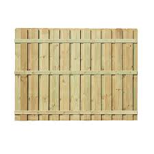 Wooden garden fence section in closeup in the sun with shadows. 6 Ft H X 8 Ft W Pressure Treated Pine Board On Board Fence Panel 106586 The Home Depot