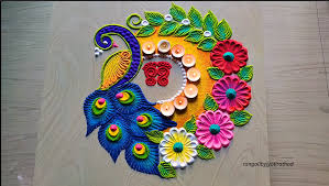 Easy Peacock Rangoli Designs For Diwali Dhanteras Navratri Durga Puja Rangolis In 2020 Free Hand Rangoli Design Simple Rangoli Border Designs Rangoli Designs Flower