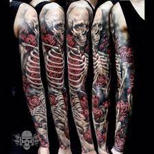 See more ideas about skeleton tattoos, tattoos, small tattoos. Flower Skeleton Sleeve Tattoo By Tattooed Theory