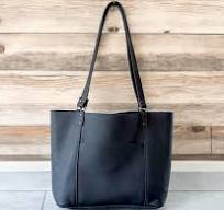 Full Grain Authentic Real Leather Pebbled Navy Blue Leather Bazzar Tote Bags