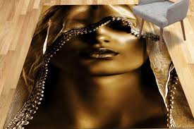 Gold Woman Rug, Golden Woman Portrait Rugs, Gold Rug, Non-slip Carpet Rugs,  Modern Rug, Bathroom Rug, Accent Rug, Wedding Rug, Luxury Rug,