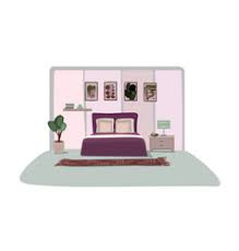 Vector sketch children bedroom, room front view on white and black background. Bed Front View Vector Images Over 350