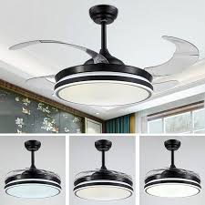 Ceiling fans with lights (663) ceiling fans without lights (142) wifi compatible. Black Led Ceiling Fan With Light Invisible Retractable Fan Light Remote Control Qm 9002