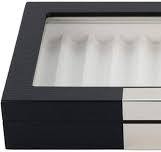 TIMELYBUYS 10 Piece Black Ebony Wood Pen Display Case Storage and Fountain  Pen Collector Large Organizer Box with Glass Window Display Case