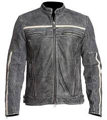 Affliction Cafe Racer Vintage Retro Moto Grey Distressed Leather Jacket