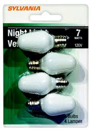 Sylvania 13544 7 Watt Night Light Bulb C7 White Candelabra Base 4 Pack 046135135446 1
