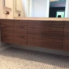 D vanity in reclaimed oak with engineered stone vanity top in crystal white with white sink. Custom Vanity Contemporary Floating Or Traditional I Wood Gem Custom Cabinets