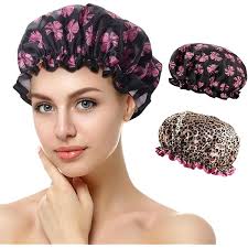 E ENASUE Gorro de ducha reutilizable de 3 capas, gorro de ducha impermeable  extragrande, adecuado para todo tipo de cabello largo, gorro de ducha  ajustable para mujer, ideal para niñas : Amazon.es: