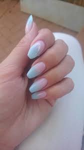 Pastel Pink And Blue Ombre Coffin Shaped Nails With Images