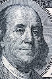 Detail of american dollar bills. white background