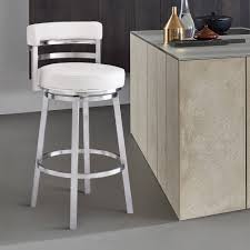 Get free shipping on qualified armen living bar stools or buy online pick up in store today in the furniture department. Armen Living Madrid Contemporary 26 Counter Height Barstool In Brushed Stainless Steel Finish And White Faux