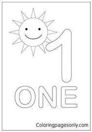 Number One With The Sun Coloring Page Numbers Preschool Preschool Activities Preschool Fun