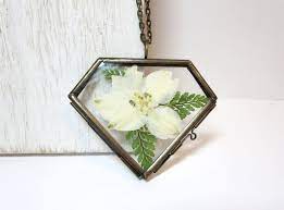 Larkspur Flower Necklace White Pressed Flower Necklace Real Dried Flowers Necklace Girlfriend Gift Pressed Flower Necklace Pressed Flowers Larkspur Flower