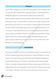 Psychology > developmental psychology > developmental psychology research methods > hypothesis. Social Psychology Lab Report Psychology Year 11 Wace Thinkswap