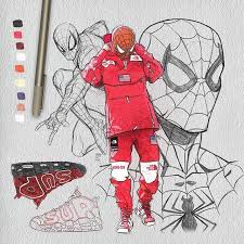 Johnnyyrobinson Supreme X Tnf Johnnys Referenced Pic Drawn As Spider Man Tag A Friend With Cool Pics And Ma Spiderman Spiderman Cartoon Character Design
